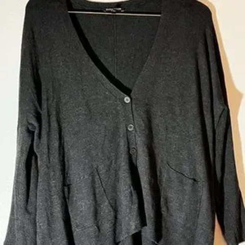 Eileen Fisher V-Neck Loose-Fitting Gray Button Up Sweater (Size XS - Runs Large)